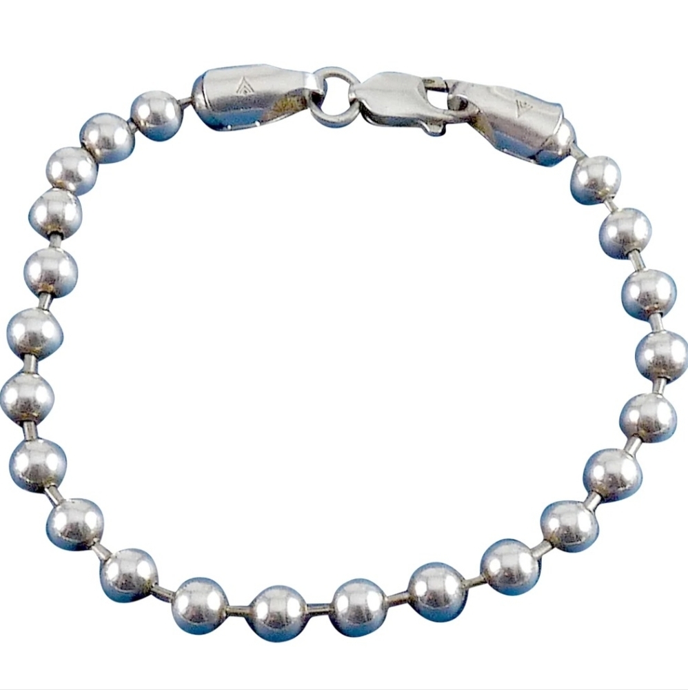 Rare Silpada Dog Tag 5mm Ball Bead Bracelet B0966